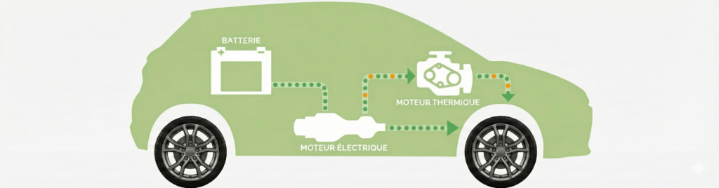 Schéma Fonctionnement voiture hybride